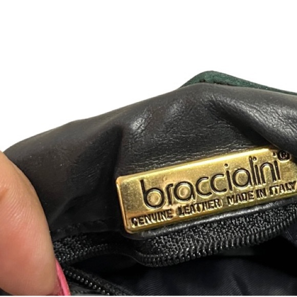 VINTAGE BRACCIALINI Luxury Suede Green Ornate Crossbody or Handbag $999 RARE HTF - Picture 4 of 5